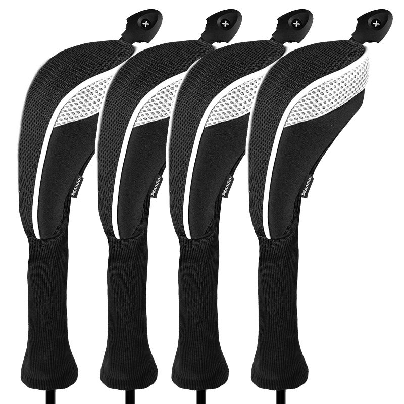Andux 4 Pack Long Neck Golf Hybrid Club Head Covers Dial No. Tag CTMT-01 Black/White - Image 1